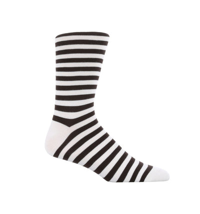 Black and white dress sock for men. Made up of 80% Cotton and hand-sewn at the toe. 